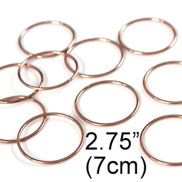 2.75" (7 cm) Macrame Metal Craft Ring Hoops- Pink ROSE GOLD- PACK of 5, 10 or 25- Dream Catcher, Simple Modern Wreath, Diy Embroidery