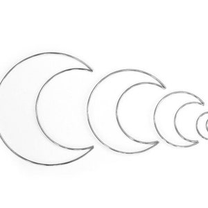 Crescent Moon Metal Macrame Hoop- SILVER TONE- Dream Catcher, Wreath Frame, DIY Craft- 2" (5cm), 4" (10cm), 6" (15cm), 8" (20cm)