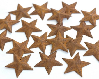 Metal Stars Rustic- SET OF 50 Pieces- Rusty Finish 1.75" Star Shapes- Primitive Barn Country Patriotic Flag Home Decor