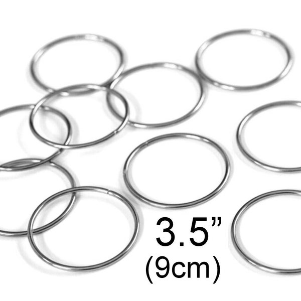 3.5" (9 cm) Macrame Metal Craft Ring Hoop- PACK of 5, 10 or 25- SILVER Tone- Dream Catcher, Simple Modern Wreath, DIY Embroidery
