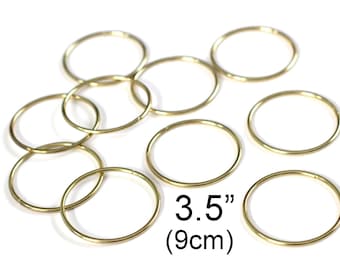Gold ring thin 4 inches, 10 metal brass rings macrame, DIY hoops supply ,  small dreamcatcher craft rings