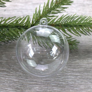 Christmas Ornaments- 5 Pieces- Clear Fillable Plastic Round Ball- DIY Handmade Gift Keepsake Idea- Winter Holiday Craft