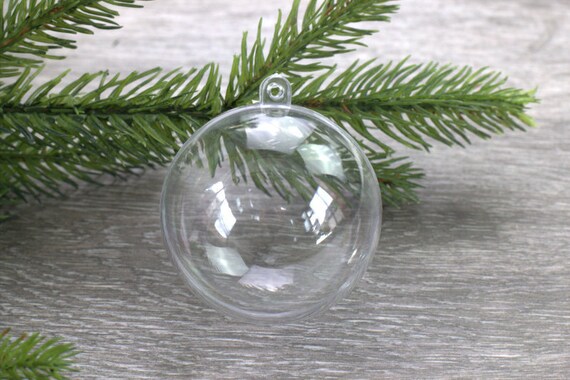 Christmas Ornaments 5 Pieces Clear Fillable Plastic Round Ball DIY Handmade  Gift Keepsake Idea Winter Holiday Craft 