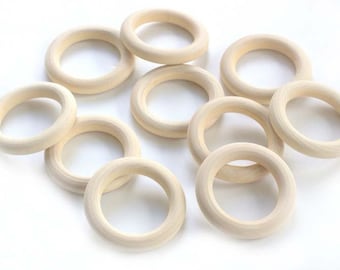 Wood Macrame Rings- 60mm (2.37 inches)- Unfinished Natural Round Wooden Circle DIY Bulk Craft Supplies