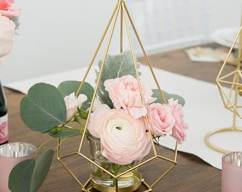 Tall Gold Geometric Candle Or Flower Centrepiece - Pack of 2