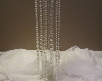 Set of 10 - Crystal Wedding Centerpieces - 22" long / 5" ring, opening of vase - vase not included