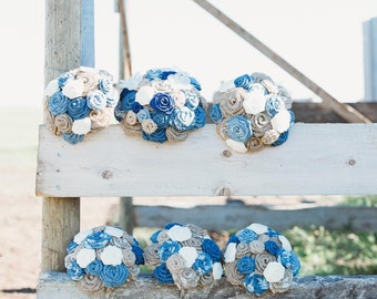 Jean Bouquet - Fabric Bouquet - Wedding Bouquet - Blue Bouquet - Keepsake Bouquet - Bouquet