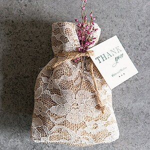 12 Burlap And Lace Drawstring Favour Bag Burlap Decor Lace Decor Favour Bags Burlap Wedding Lace Wedding image 2