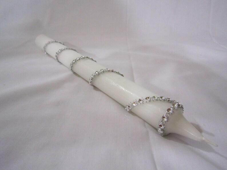 White Taper Candle With Rhinestone Bling Set of 6 Etsy