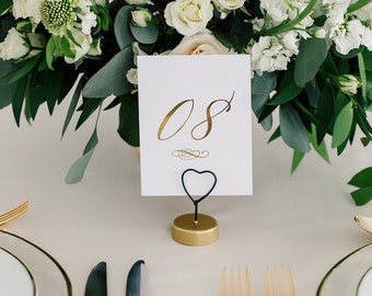 Small Wedding Table Place Card Holder - Double Heart - Set of 6