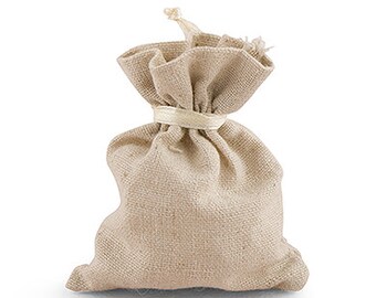 Packs of 12 Mini Linen Drawstring Favor Bag