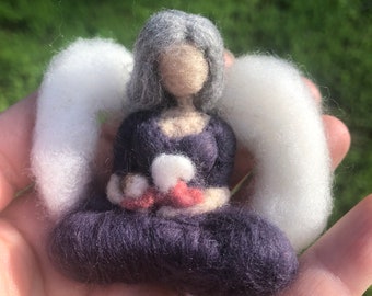 Needle Felted Angel Grandmother and Angel Infant Baby