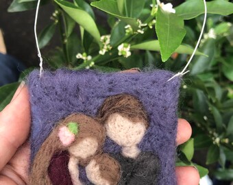 Ready to Ship Needle Felted Family Ornament