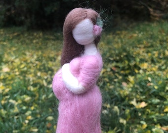 Needle Felted wool pregnancy doll figurine new mom gift