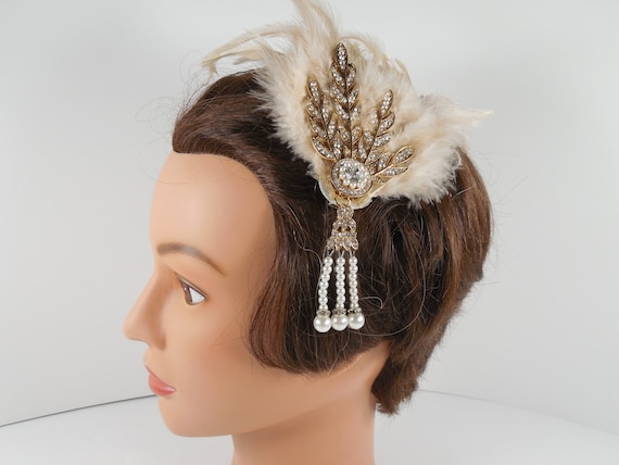 Feather Crystal Rhinestone Pearl Fascinator Hair Clip  display picture 2