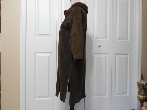 Mid Century Brown Suede Brown Mink Fur Coat Jacke… - image 4