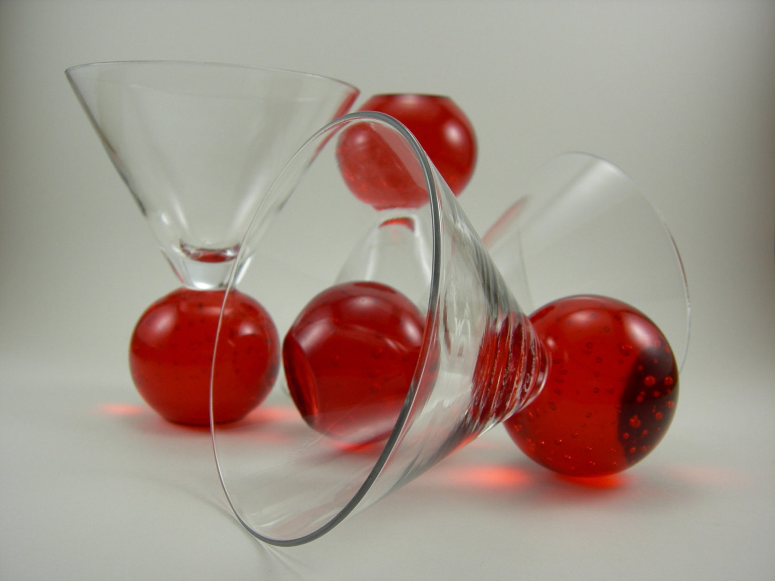 Art Glass Hand Blown Controlled Bubble Ball Footed Martini Etsy