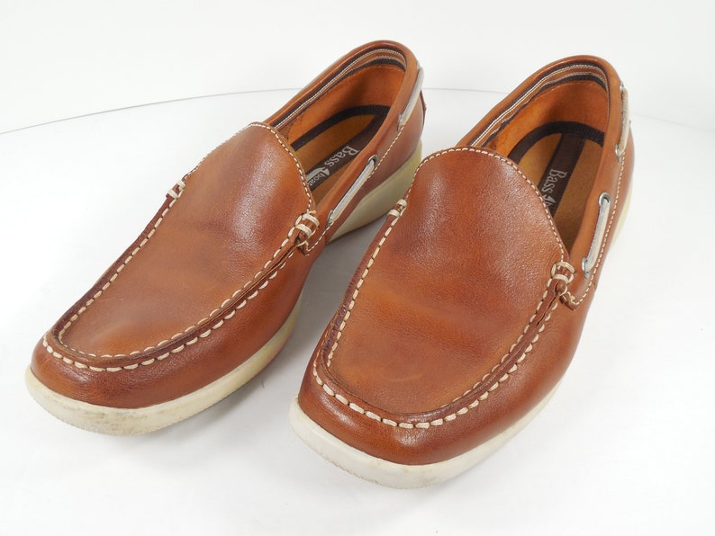 Bass Boater Top Sider Leather Boating Shoes Loafers Slip Ons Etsy