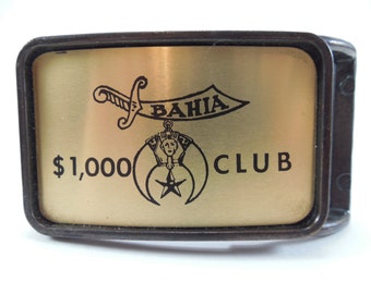 Vintage Bahia 1000 Club Belt Buckle, Freemasonry Masonic Shriners Belt Buckle