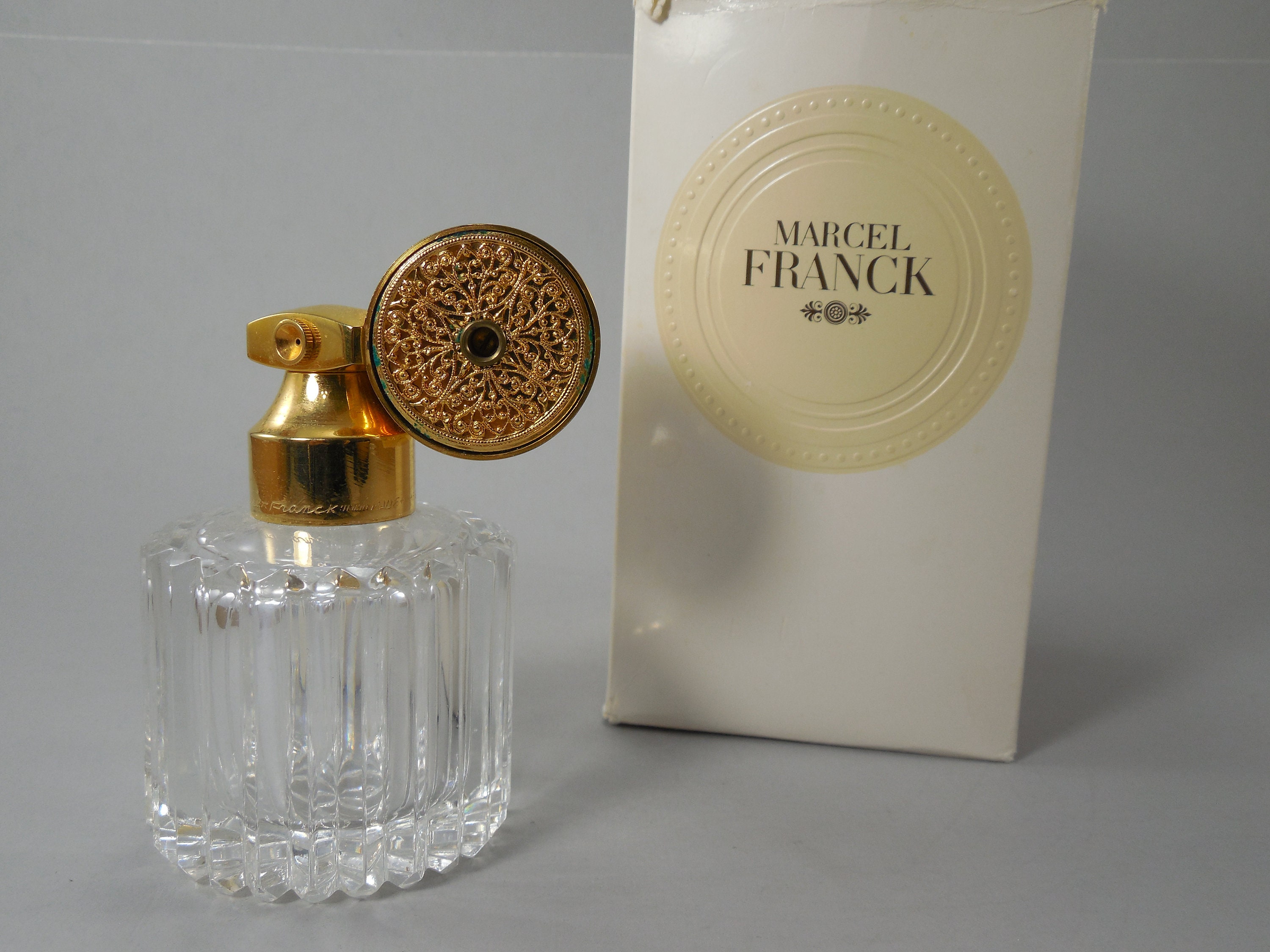 Vintage Marcel Franck Atomizer Perfume Bottle Made in France Round