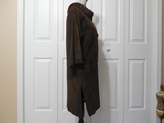 Mid Century Brown Suede Brown Mink Fur Coat Jacke… - image 2