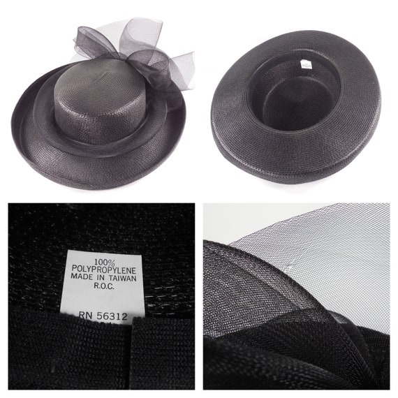 Black Straw Wide Brim Brimmed Picture Hat Curved Brim Edge  display picture 1