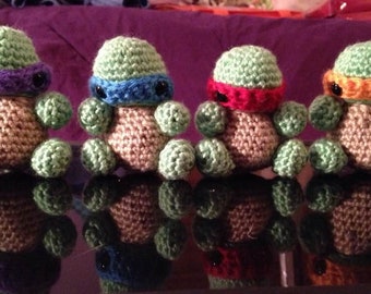 Conjunto de Tortugas Ninja de crochet (HECHO A PEDIDO)