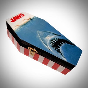 Jaws - Wood Coffin Box - Keepsake Trinket Smoke Stash Shark