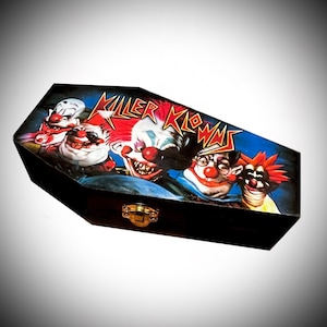 Killer Klowns from Outer Space  - Wood Coffin Box - Keepsake Trinket Smoke Stash