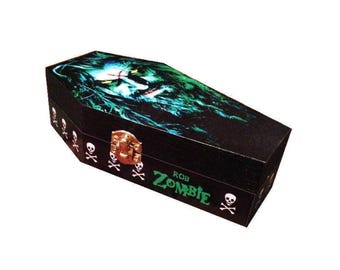 Rob Zombie - Wood Coffin Keepsake Trinket Smoke Stash Box - Hellbilly Deluxe White