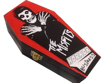 The Misfits 'Blood Spatter' - Wood Coffin Keepsake Trinket Smoke Stash Box -