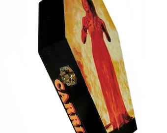 Carrie - Holzsarg Box - Andenken Schmuckstück Smoke Stash Horror Squeeque Queen Goth Halloween