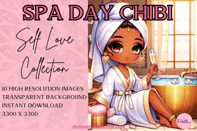 Spa Chibi Spa Day Chibi Girls Clip Art Bundle 1 | Unique Digital Clipart ...