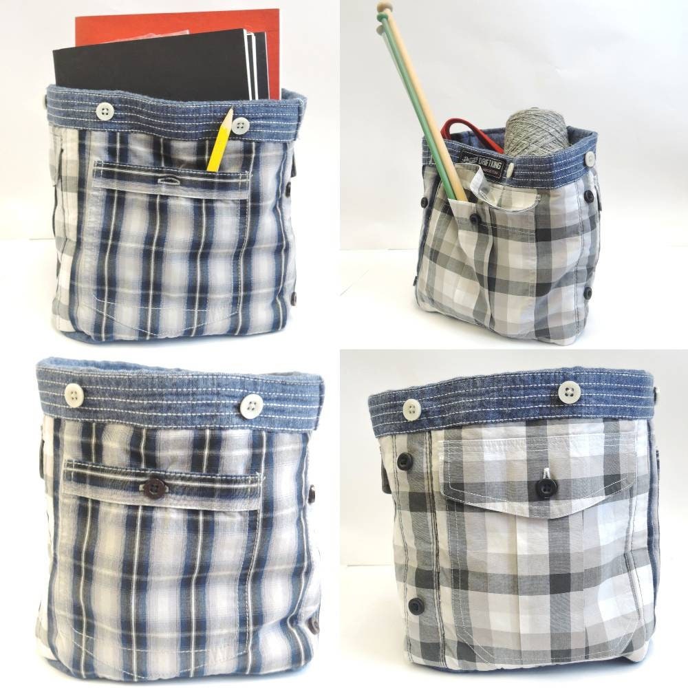3 Tasche Shirt Stoff-Container. Upcycled und handgefertigt | Etsy