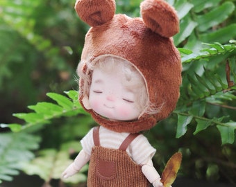 Obitsu11 - Dark Brown Bear Overalls Fullset