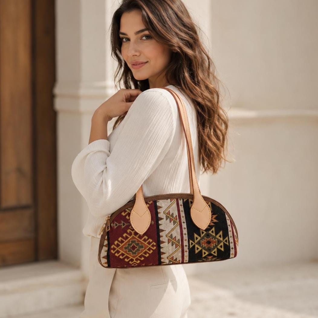 Boho Tapestry Shoulder Bag, Ethnic Handbag, Turkish Pattern  display picture 2