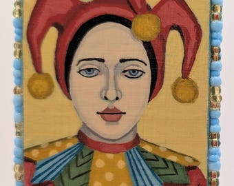 Original Acrylic Mini-Painting: Jester