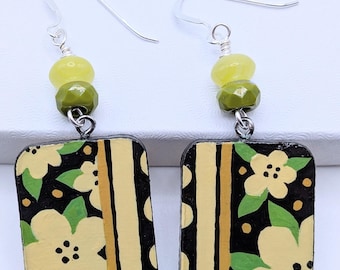 1 Pair Hand-Painted Wood Earrings
