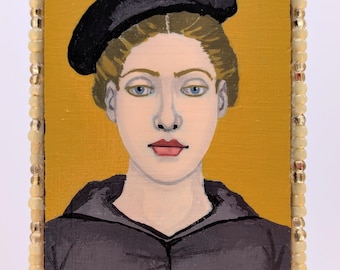 Original Acrylic Mini-Painting: Gray Cap