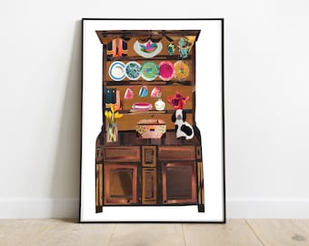 Nans Welsh Dresser Art Print | Hand collaged art, high quality print
