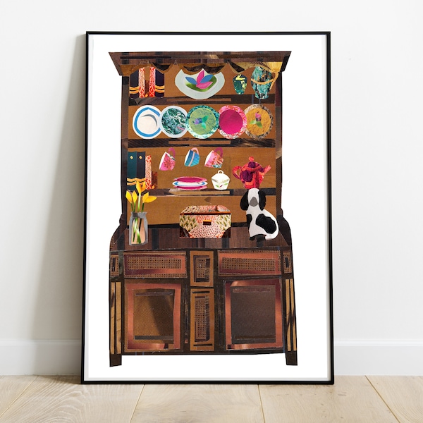 Nans Welsh Dresser Art Print | Hand collaged art, high quality print