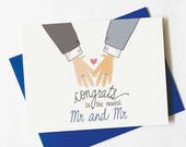 gay wedding card - same sex wedding card - mr and mr wedding congratulations card