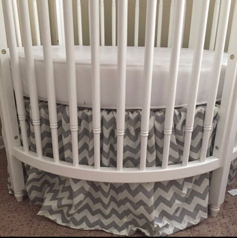 Round Crib Ruffled Skirt In Chevron Etsy