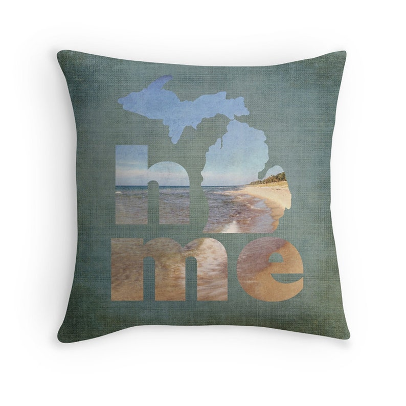 Michigan Home Pillow Cover Lake Michigan Pillow Cover Etsy
