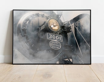 Train Engine Photography, Steam Engine Photo, Nursery Art, Railroad Gift, Mancave decor, vintage train artwork, Boy's room decor, railway