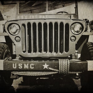 Vintage WWII Military Jeep I  Marine Corps I Army Photography