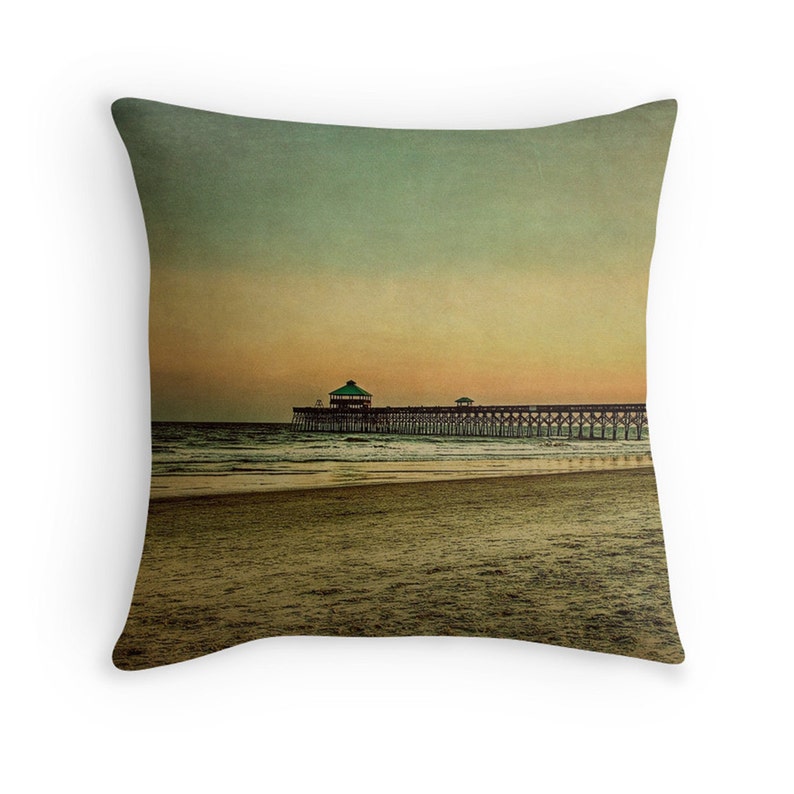 Folly Beach Charleston Sc Photo Throw Pillow Cover Home Etsy