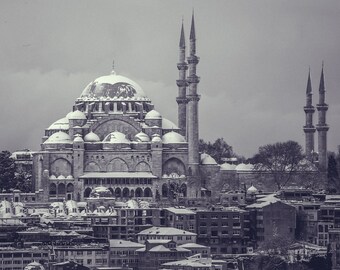 Winter In Istanbul in Black and White I Turkey Photography I Mosque Photography