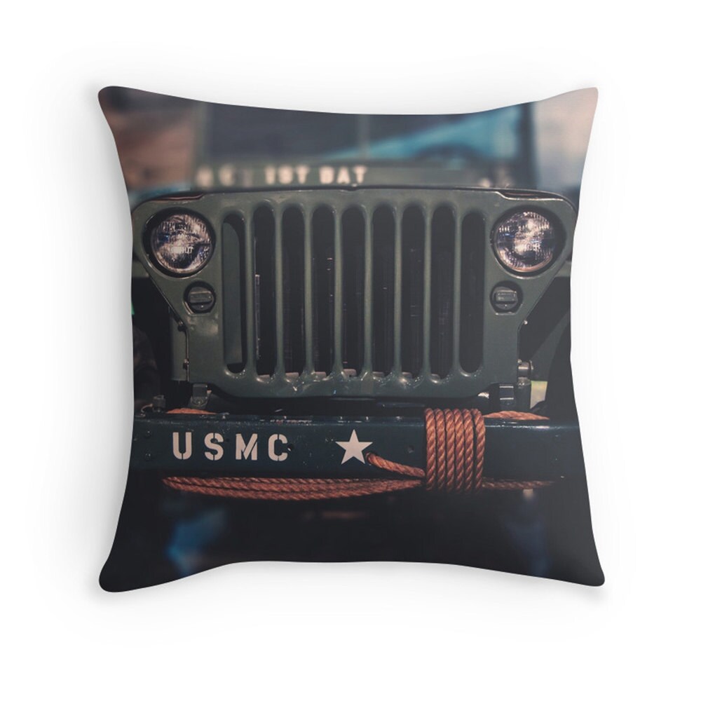 Marine Corps Jeep Photo Throw Pillow Cover Home Decor 16x16 Etsy