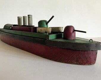 Vintage Wooden Model Boat | Wooden Boat | Model Boat | Handmade Vintage Boat